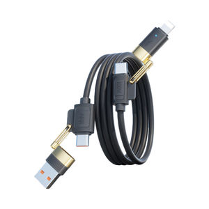 Câble double type C 4 <span class=keywords><strong>en</strong></span> 1, 120W, silicone, USB, charge rapide, PD, câble de données pour iPhone, téléphone portable, tablette, 1M, 2M, couleur <span class=keywords><strong>orange</strong></span>, neuf - Product Image 4