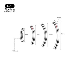 Barre Courbe en Titane G23, Clou Banane 6mm 8mm 10mm 12mm, Bijou Corporel en Alliage F136 pour Piercing Oreille Lèvre Nez - Product Image 1