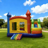 Offre Spéciale commercial 5.5x5m 10 personnes château de saut gonflable videur maison Combo avec toboggan pour enfants garantie de 2 ans