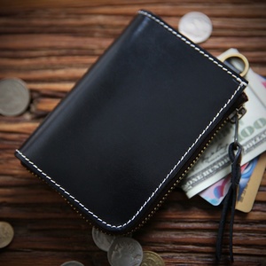 Luxury Unisex Zipper <b>Pocket</b> Genuine RFID Short Vintage Vegetable Tanned Zipper Wallet with Unisex Style - Product Image 1