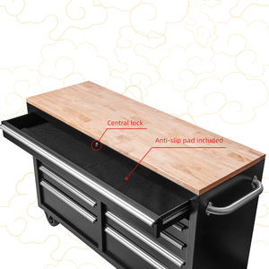 <span class=keywords><strong>Armoire</strong></span> à outils de <span class=keywords><strong>garage</strong></span> multifonctionnelle industrielle de 42 pouces en acier noir avec revêtement en poudre, 4 roues, dessus en bois, 9 tiroirs de <span class=keywords><strong>rangement</strong></span> - Product Image 5