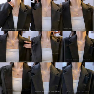 Collar <span class=keywords><strong>de</strong></span> Cobre Versátil con <span class=keywords><strong>Cadena</strong></span> <span class=keywords><strong>de</strong></span> Bambú, Estilo Coreano, Chic y <span class=keywords><strong>de</strong></span> Lujo Discreto, Famoso en Internet, con Colgante Minimalista <span class=keywords><strong>de</strong></span> Cuatro Hojas para Mujer - Product Image 2