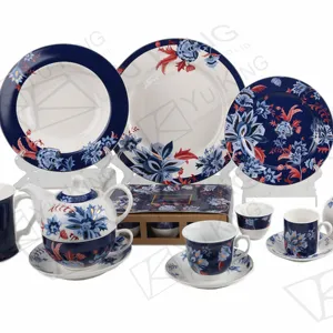 Yuking – ensemble d'ustensiles de cuisine en céramique chinoise, Set d'assiettes de luxe, couverts de table, décalcomanies, peinture à l'encre, motif