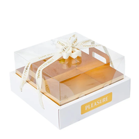 Vente en gros de boîtes de friandises à emporter en carton ondulé transparent 4x9 grilles mini emballage de pâtisserie laminage mat pour gâteau tarte aux fruits