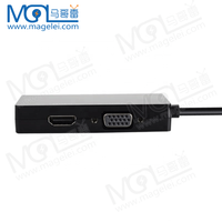 Adaptateur Mini DP Mâle vers HDMI DVI VGA de Haute Qualité 20CM, Adaptateur 3 en 1, Câble