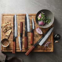 Ensemble de couteaux de style japonais de nouvelle conception, couteaux professionnels pour cuisines et restaurants, acier composite en bois rouge