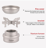 Réchaud de camping ultra-léger en titane au butane, brûleur portable pour la randonnée, mini-ensemble de cuisson monobloc pour pique-nique en extérieur
