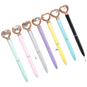Promotional Metal Sports Body Logo <b>Pen</b> with Big Diamond Deco Top Crystal Heart Design 1.0mm Ballpoint - Product Image 1