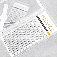 Extensions de cils pré-faites en éventail volume russe à base pointue, tige moyenne, fines et pointues, avec logo personnalisé