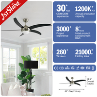 Ventilateur de plafond 1stshine pour hôtel, décoratif, 5 pales en MDF, télécommande, avec lumière
