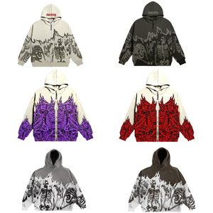 <span class=keywords><strong>Felpa</strong></span> da uomo con cappuccio in stile gotico con cerniera superiore con stampa gotica con teschio invernale ampia con stampa digitale stile transfrontaliero - Product Image 1