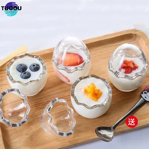 Stokta toptan 85ml 185ml jöle yoğurt Desseret puding yumurta kabuğu cam kavanoz yaratıcı aromaterapi şişesi