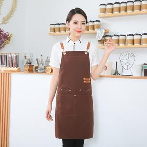 Tạp dề cho nhà hàng máy chủ denim biểu tượng tùy chỉnh biểu tượng tùy chỉnh chịu nhiệt tạp dề với tay áo bartender tạp dề - Product Image 5