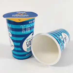 Tùy chỉnh duy nhất tường dùng một lần cốc sữa chua cấp thực phẩm giấy nhựa container cho Ice Cream sữa chua