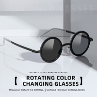Lunettes de Soleil Rondes Polarisées Haute Qualité à Luminosité Réglable avec Filtre ND d'Ouverture et Lentille d'Appareil Photo