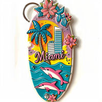 Porte-clés en résine personnalisable avec gravure, nouveau design, souvenirs de Miami Beach, vente en gros