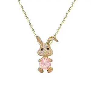 2023 Year of the Rabbit cute crystal playful little rabbit necklace female everything simple zircon pendant