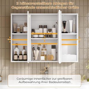 Gabinete de <span class=keywords><strong>espejo</strong></span> de <span class=keywords><strong>baño</strong></span> de <span class=keywords><strong>80</strong></span> <span class=keywords><strong>cm</strong></span> de ancho con iluminación LED, enchufe y 3 temperaturas de color regulables - Product Image 3