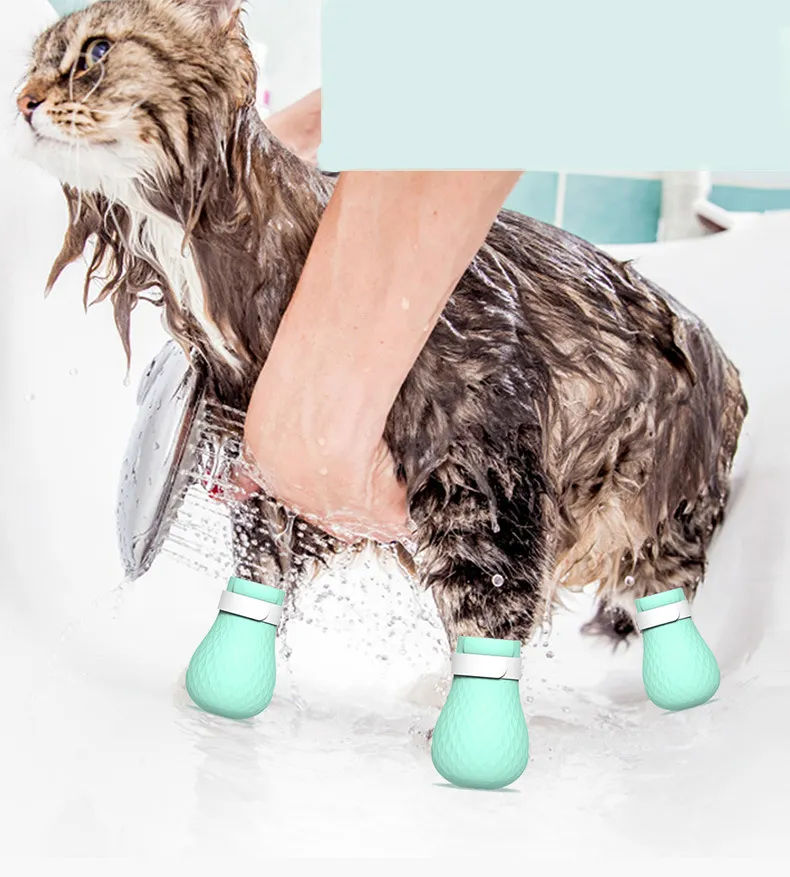 2022 pet emniyet kedi bakım ayakkabı kedi çizilmeye dayanıklı silikon ayakkabı kaymaz yumuşak taban ayakkabı