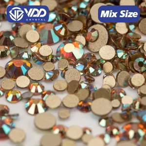 VDD 124 Summer 1440Pcs SS4-SS20 Mix Size Crystal Non HotFix Gold Flat Back Rhinestones Decorations DIY 3D Nail Art Accessories