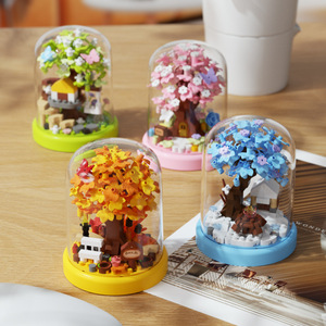 Blocs de construction en plastique pour maison dans les arbres aux fleurs de cerisier, compatibles avec les jouets décoratifs, toutes saisons, 7392-7394 7414-7422 7231-7242 - Product Image 3