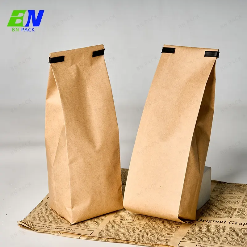 Saco de armazenamento de alimentos para grãos de café 250g Bolsa de reforço lateral de papel Kraft personalizada