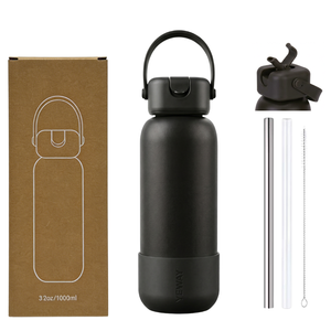 Bouteille d'eau sport isotherme YEWAY à double paroi en <span class=keywords><strong>acier</strong></span> inoxydable avec paille et poignée, sans BPA, non toxique, écologique - Product Image 1