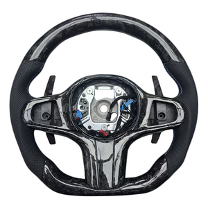 พวงมาลัยรถยนต์หนังคาร์บอนไฟเบอร์ปลอมแปลงสำหรับ BMW G Series M3 G20 G30 G80 M4 G82 M5 CS - Product Image 1
