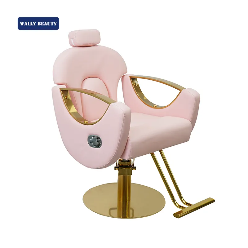 Wallybeauty — chaise de style moderne en acier inoxydable, fauteuil inclinable pour salon de coiffure, salon de coiffure, or, nouveau modèle