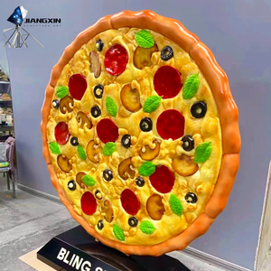 Estatua de <span class=keywords><strong>pizza</strong></span> de fibra de vidrio hiperrealista con ingredientes de salchichas y setas, decoración comercial para exhibiciones de restaurantes, arte gourmet - Product Image 4