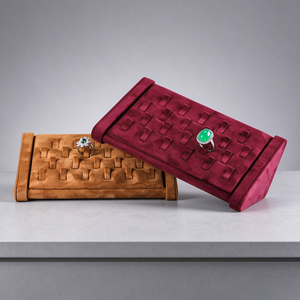 Support de présentation d'anneaux triangulaires en velours JINSKY, organiseur de bijoux pour comptoir de magasin, vert et autres couleurs - Product Image 4