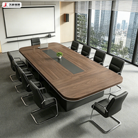 Table de conférence rectangulaire en bois de luxe moderne sur mesure JIUSHUN pour salle de réunion de bureau
