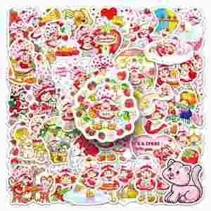 Paquete de 50 Pegatinas de Strawberry Shortcake, Calcomanías de Vinilo Impermeables con Dibujos Animados para Laptop, Botella de Agua, Patineta, Decoración DIY - Product Image 1