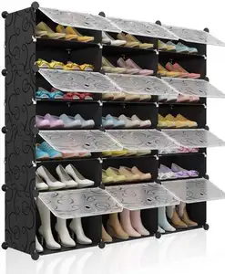 DIY Kunststoff-Schuhkarton großer Schuhschrank Haushaltseinrichtung klappbares schlankes Schuhregal mit Tür