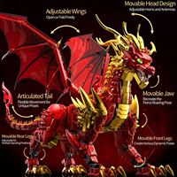 Juego de Bloques de Construcción de Dragón Rojo, Modelo de Dragón de Fantasía con Alas, Kit de Construcción DIY, Decoración de Escritorio, Regalo, Venta al Por Mayor de Fábrica