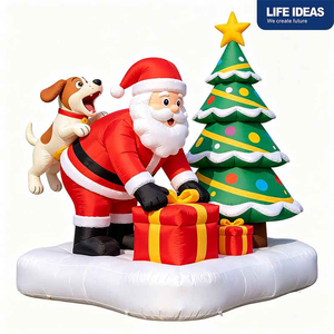 Décoration de Noël gonflable personnalisée pour extérieur, motif Père Noël et bonhomme de neige sur boîte aux lettres et sapin, style dessin animé mignon - Product Image 6