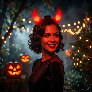 Halloween Devil Accessories Flashing Red LED Horns <b>Headband</b> for Trick or Treat Night Parade Haunted House Theme Party - Product Image 3