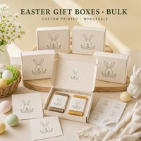 Kotak Hadiah Sabun Kertas Biji-bijian dengan Pita dan Kartu Ucapan Terima Kasih, untuk Paskah, Dapat Ditanam, Cetak Kustom, Grosir