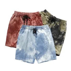 Summer Tie-dye Mens Sweat Shorts Above Knee Workout Gym Shorts Lounge Shorts With Pockets Men