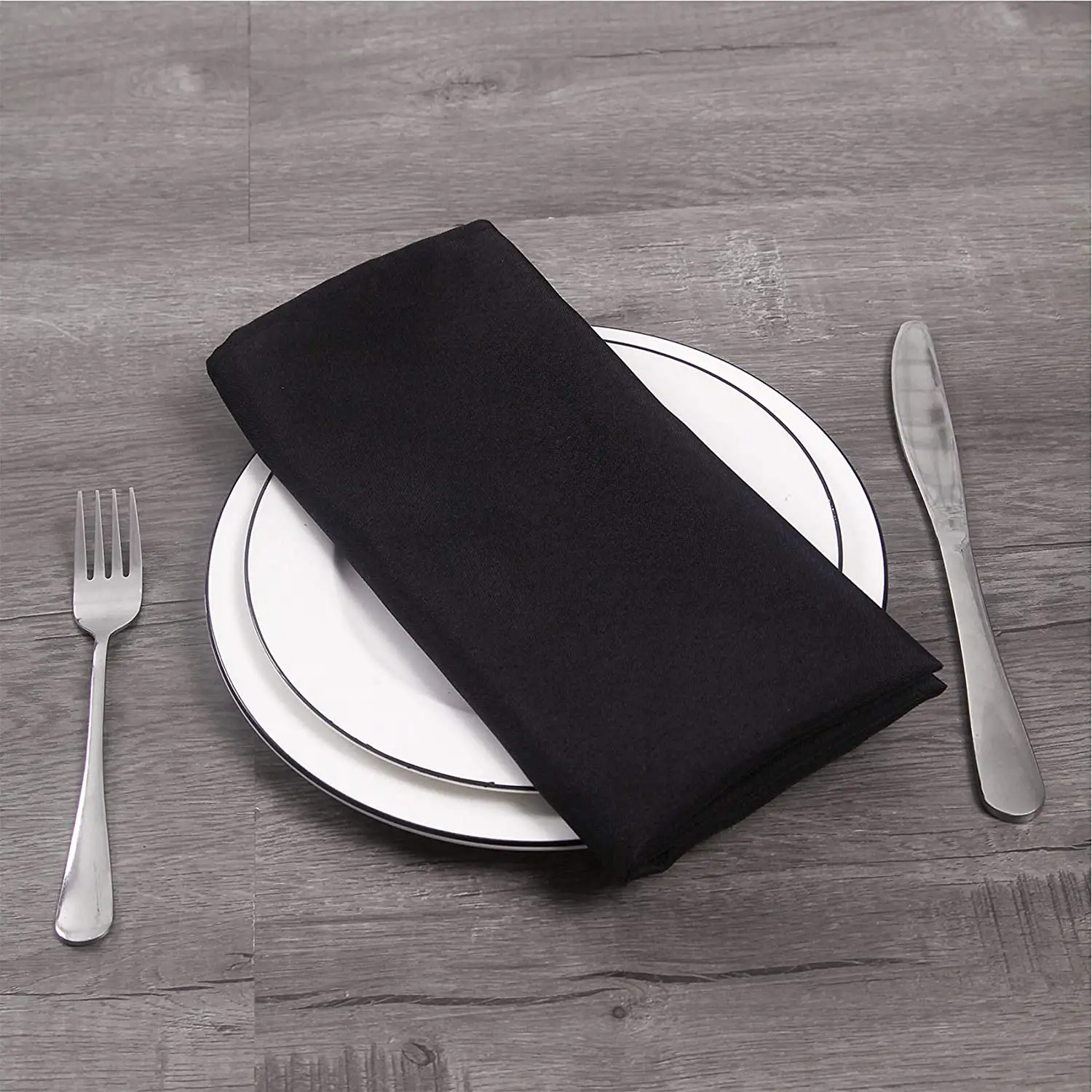 Özel siyah polyester restoran akşam yemeği düğün dekorasyon için parti bez masa peçeteler