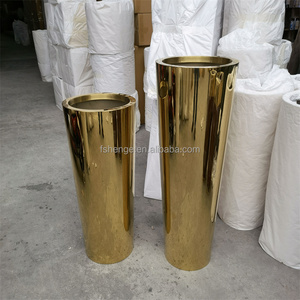 Moderne cilindrische plantenbak van roestvrij staal, goudkleurig, groot, voor binnengebruik, duurzaam, voor tuindecoratie - Product Image 2