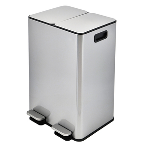 Separate Stainless Steel Trash Can Recycling 13 Gallon 50L <strong>Dual</strong> Compartments Kitchen Metal Foot <strong>Pedal</strong> Waste <strong>Bins</strong> for Household - Product Image 5