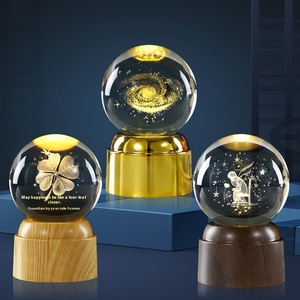 Ornements de bureau en cristal 3D personnalisés, sculpture intérieure de galaxie fabriquée en usine, base rotative créative pour batterie d'anniversaire de chambre à coucher - Product Image 3