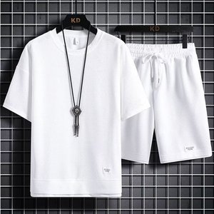 เสื้อยืดแขนสั้นลายวาฟเฟิลสำหรับผู้ชาย ใส่สบาย แห้งไว ไม่ยับ ทรงปกติ สไตล์ลำลอง ชุดกีฬา พร้อมลายปัก 3 มิติ - Product Image 1