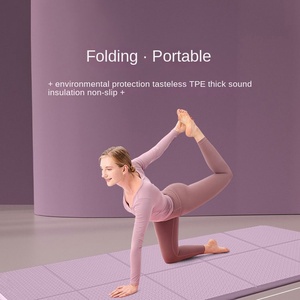 Sansd TPE pliant Yoga voyage Pilates tapis pliable Portable épaississement 8mm <span class=keywords><strong>gymnastique</strong></span> Fitness pliable TPE tapis de Yoga - Product Image 2