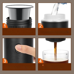 เครื่องชงกาแฟเอสเพรสโซแบบพกพาไร้สาย ความจุขนาดใหญ่ ใช้ซ้ำได้ ผลิตจากพลาสติก ดีไซน์มินิมอล สำหรับรถยนต์ บ้าน และแคมป์ปิ้ง 3-in-1 ขายส่ง - Product Image 2