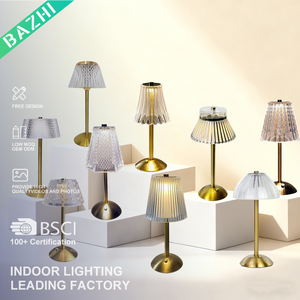 Großhandel Kabellose Leichte Goldene Acryl-Lampenschirm Tragbare Hochzeitsdekoration Luxuriöse Touch-Aufladbare Diamant-Kristall-LED-Tischlampe - Product Image 1