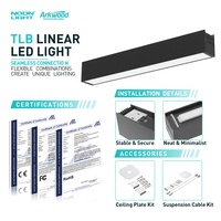 Suspension LED linéaire modulaire à glissière pour connexion CCT et puissance sélectionnables, 2FT 3FT 4FT, éclairage architectural pour bureau