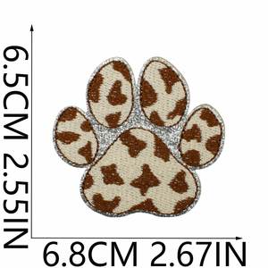 New Iron on Embroidered Sliver <b>Glitter</b> Border Leopard Print Paw Mouse Turtle Lipstick Hat Boots Patch for Hat Cloth Decoration - Product Image 5