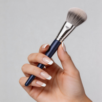 Ensemble de pinceaux plats professionnels de luxe de haute qualité en poils d'animaux avec manche en bois pour le maquillage du visage, options véganes, pour centre de beauté et usage domestique